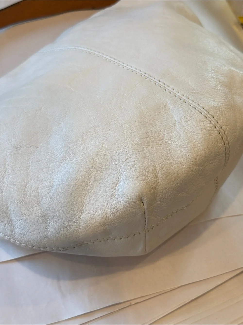 Michael Kors Cream Leather Hobo Bag with Brown Strap Vintage Gold hardware